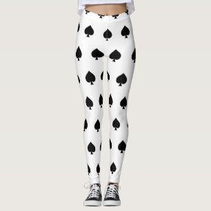 Legging teste padrão preto das pás no branco