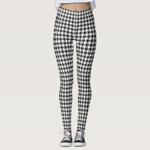 Legging Teste padrão preto e branco de Houndstooth
