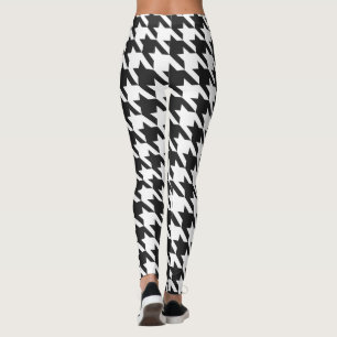 Legging Teste padrão preto e branco de Houndstooth