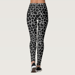 Legging Teste padrão preto e branco do animal do impress