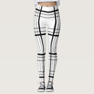 Legging Teste padrão preto e branco do Tartan