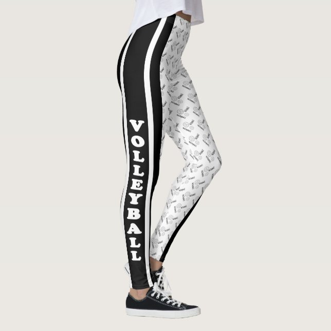 Legging Teste padrão preto e branco do voleibol (Direita)