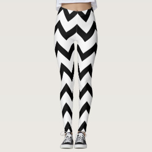 Legging Teste padrão preto e branco simples de Chevron