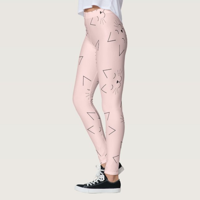Legging Teste padrão preto feminino bonito do rosa da cara | Zazzle Brasil