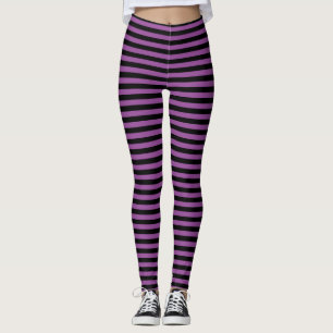 Legging Teste padrão preto roxo da listra