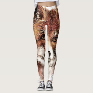 Legging Teste padrão principal animal vermelho do Fox da