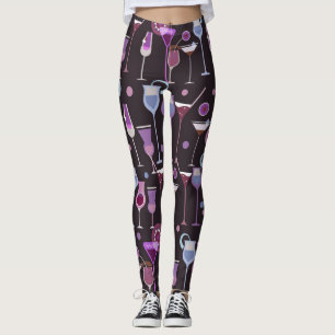 Legging Teste padrão retro do cocktail do vintage