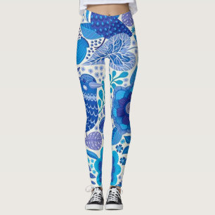 Legging Teste padrão retro dos pássaros e de flores