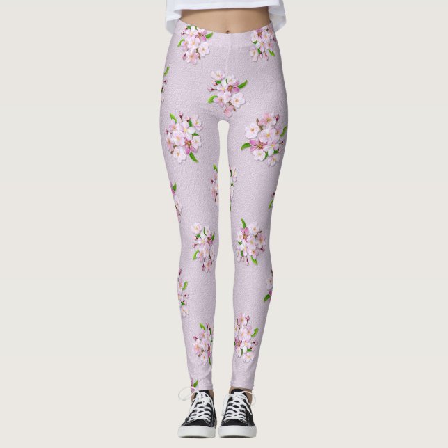 Legging Teste padrão retro floral do primavera (Frente)