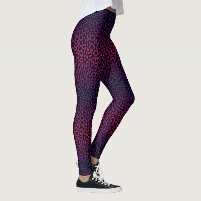 Legging Teste padrão roxo selvagem da pele do impressão do (Direita)