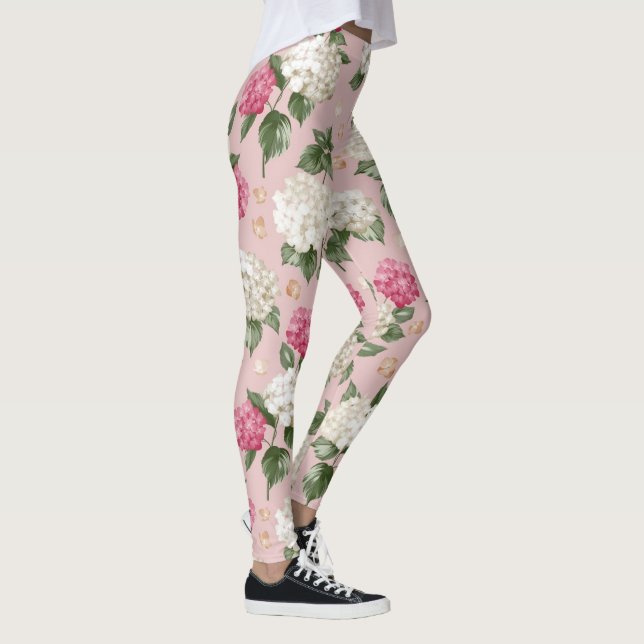 Legging Teste padrão sem emenda floral do Hydrangea (Direita)