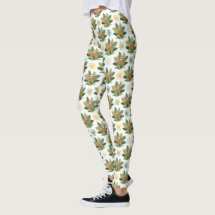 Legging Teste padrão tropical da preguiça