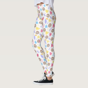 Legging Teste padrão tropical da preguiça & das folhas