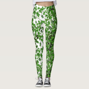 Legging Teste padrão verde da hera no branco