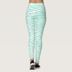 Legging Teste padrão verde da zebra da cerceta