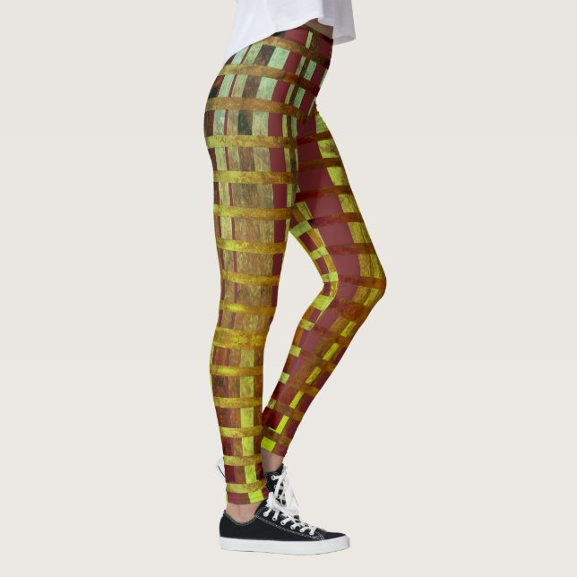Legging Teste padrão verde & roxo à moda da xadrez de (Direita)