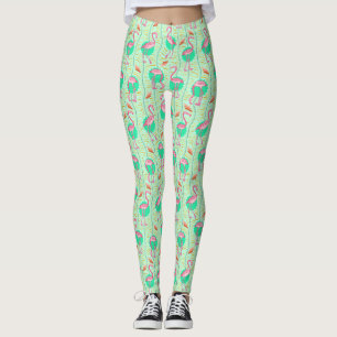 Legging Teste padrão verde tropical do verão das