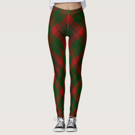 Legging Teste padrão verde vermelho da xadrez de Tartan do