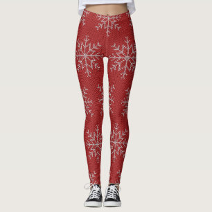 Legging Teste padrão vermelho da malha da camisola do
