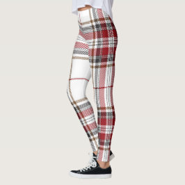 Legging Teste padrão vermelho da xadrez de Tartan e branco