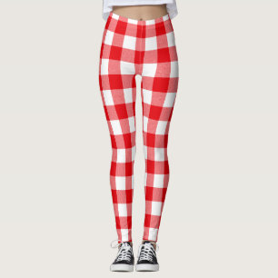 Legging Teste padrão vermelho e branco da verificação do