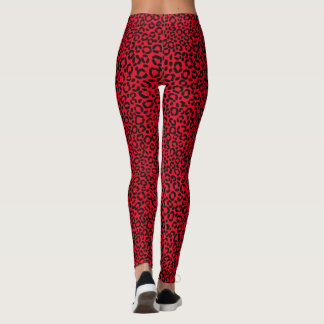 Legging Teste padrão vermelho e preto selvagem da pele do