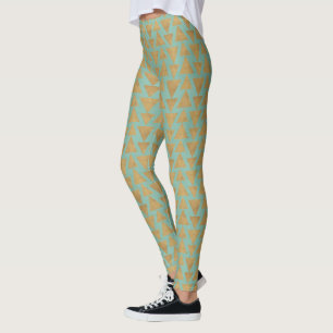 Legging Testes padrões exterior do ouro & da cerceta de