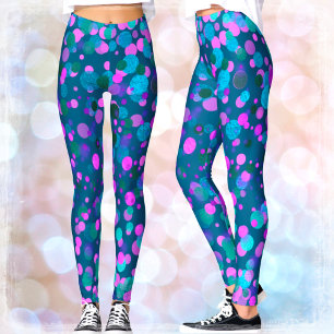 Legging Teto de confete roxo, cor-de-rosa, turquesa, a fri