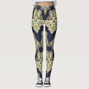 Legging Têxtil Asiático: Ilustração de Paisley Floral