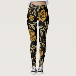 Legging Têxtil indiano: tradicional sem costura floral.