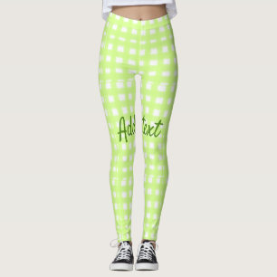 Legging Texto adicional personalizado do ginham de xadrez