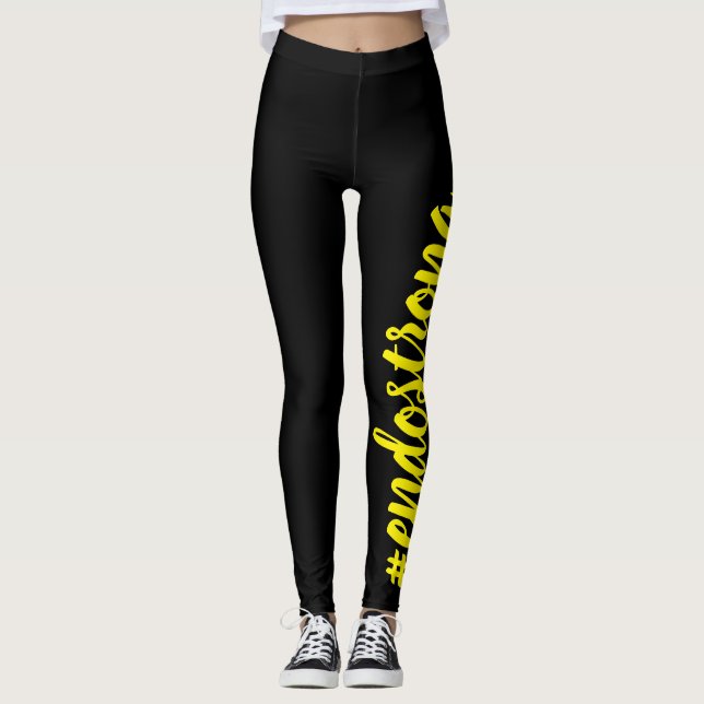 Legging texto amarelo das caneleiras do #endostrong (Frente)