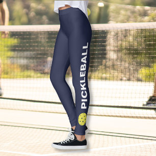 Legging Texto amarelo do costume da bola das caneleiras