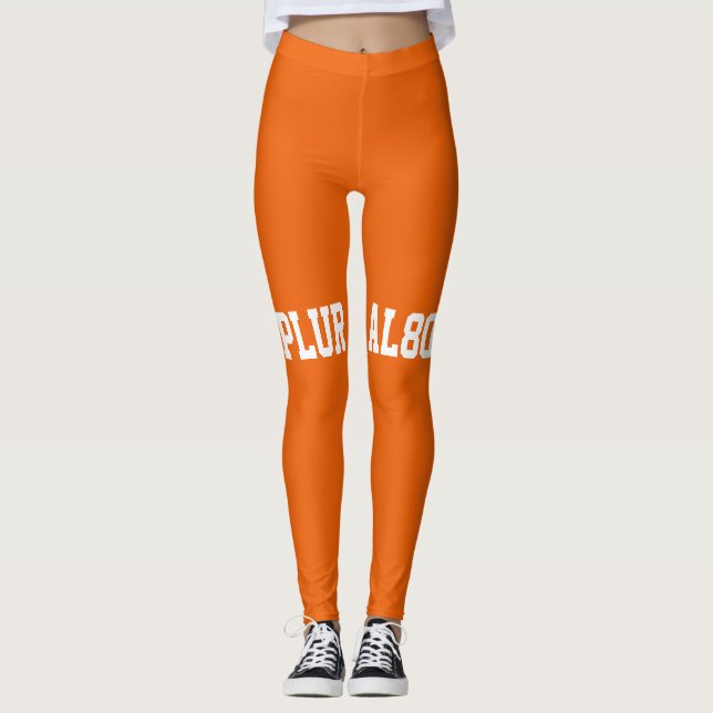 Legging Texto branco a laranja moderno (Frente)