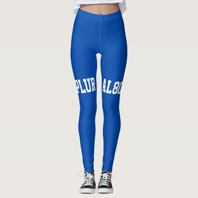 Legging Texto branco azul na moda (Frente)