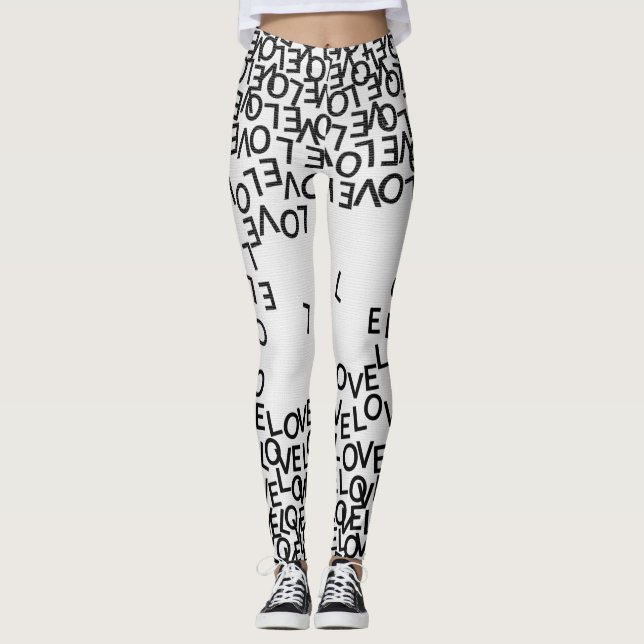 Legging Texto branco preto moderno (Frente)