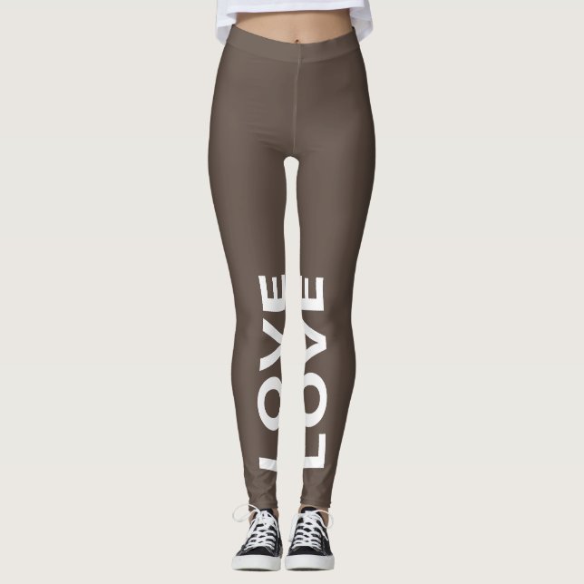 Legging Texto Clássico Monocromático do Amor Castanho (Frente)