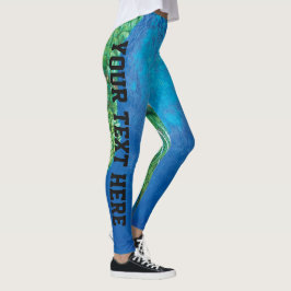 Legging Texto de adição personalizado de arte de pena verd