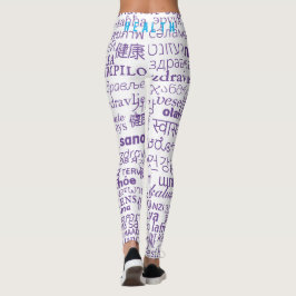 Legging Texto de Funcionamento Leguminosas Brancas Roxas o