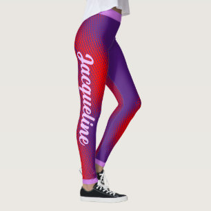 Legging Texto de Script Branco Grande em PURPLE