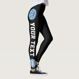 Legging Texto/Número Personalizado De Basquete Da Carolina