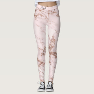 Legging Texto para Adicionar Rosa de Mármaco Leve do Luxur