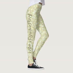 Legging TEXTO PERSONALIZADO amarelo claro claro-sol leve e