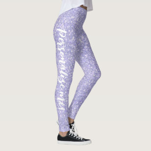 Legging TEXTO PERSONALIZADO DA Glitter Roxo Pálido do quer