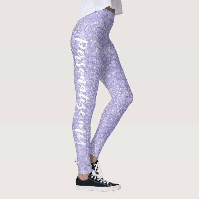 Legging TEXTO PERSONALIZADO DA Glitter Roxo Pálido do quer (Direita)