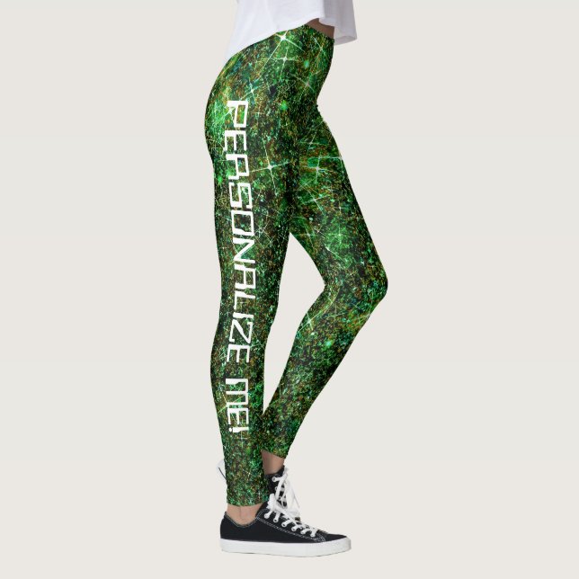 Legging TEXTO PERSONALIZADO DA Glitter Verde do Geek Techn (Direita)