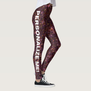 Legging TEXTO PERSONALIZADO DA Glitter Vermelho Roxo Scint