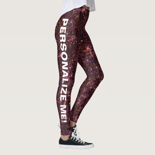 Legging TEXTO PERSONALIZADO DA Glitter Vermelho Roxo Scint (Direita)