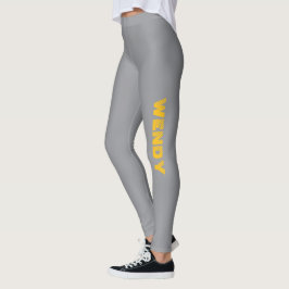Legging Texto personalizado desbotado amarelo em cinza