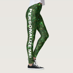 Legging TEXTO PERSONALIZADO do brilho verde mágico do Moss